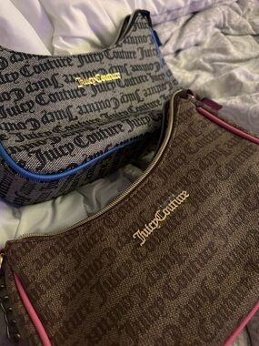 Juicy Couture Shoulder Bag with Pink Trim and Blue Trim and Gold Logo